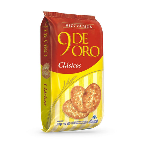 9 de Oro Crackers Maté Traditionnels Argentins Classiques 200g