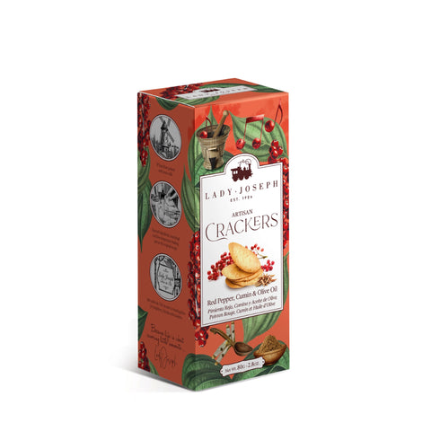 Lady Joseph Vegan Crackers Pimiento Rojo, Comino y Aceite de Oliva 100 g
