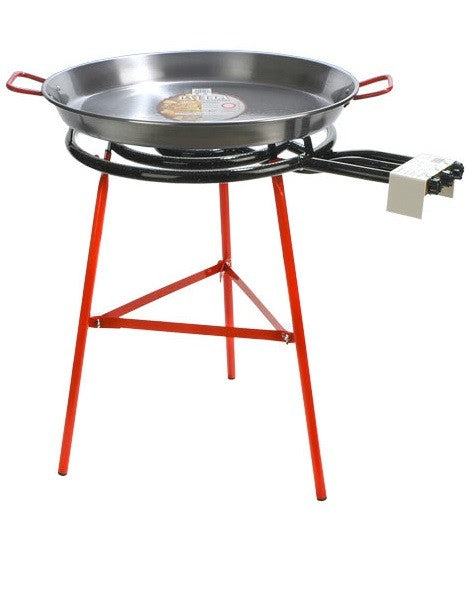 Paella Pan Polished Steel + Paella Gas Burner and Stand Set - Complete  Paella Kit for up to 13 Servings