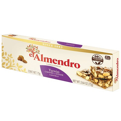 El Almendro Crunchy Almond Caramel Turron avec graines de sésame 75 g
