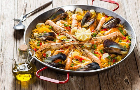 Poêle à paella en acier poli