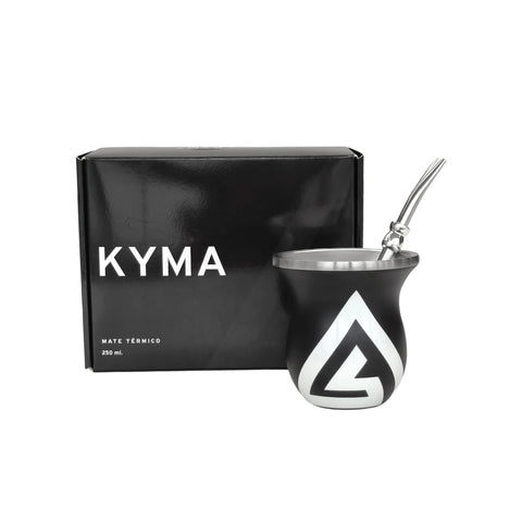 Mate Kyma con borde de acero inoxidable y bombilla -250ml
