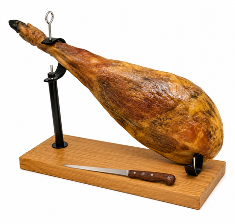 Soporte de madera universal para jamón con cuchillo de corte