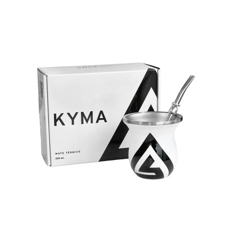 Mate Kyma con borde de acero inoxidable y bombilla -250ml