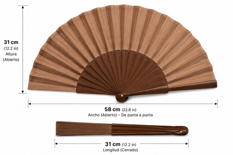 Éventail traditionnel espagnol Pericón – bois, 31 CM