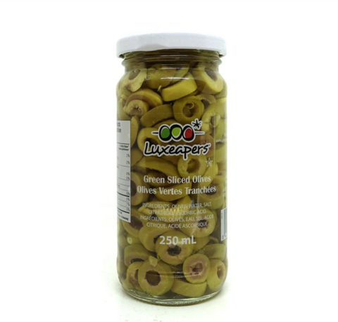 Olives vertes tranchées – Luxecapers (250 ml)