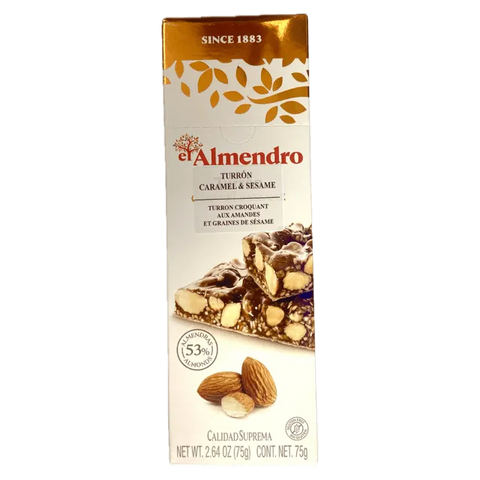 39. 87703 El Almendro Crunchy Almond Caramel Turron With Sesame Seeds 75 g