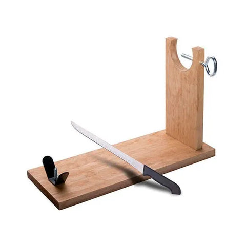 Kit de support à jambon en bois rustique avec couteau à trancher le jambon et housse de protection