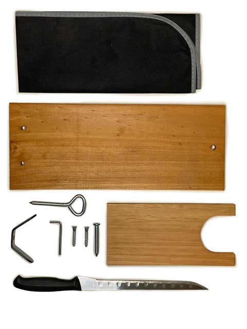 Kit de support à jambon en bois rustique avec couteau à trancher le jambon et housse de protection