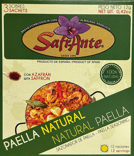 Sazonador Natural para Paella con Azafrán, Tamaño del paquete: 3x4g