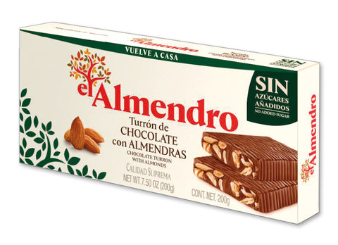 El Almendro Chocolate Turron With No Added Sugar 200 g