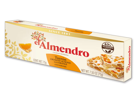 El Almendro Crunchy Almond Turron With Orange 75 g
