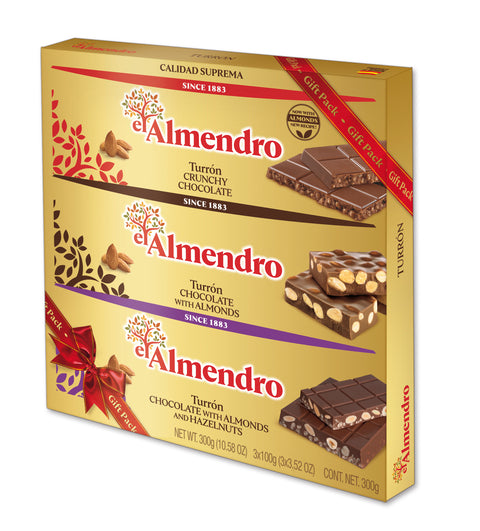 El Almendro Chocolate Turron Gift Three Pack 3 x 100 g